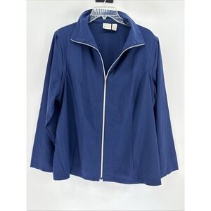 CHICOS ZENERGY Size 3 Blue Zip Up Long Sleeve Windbreaker Jacket Topper Top